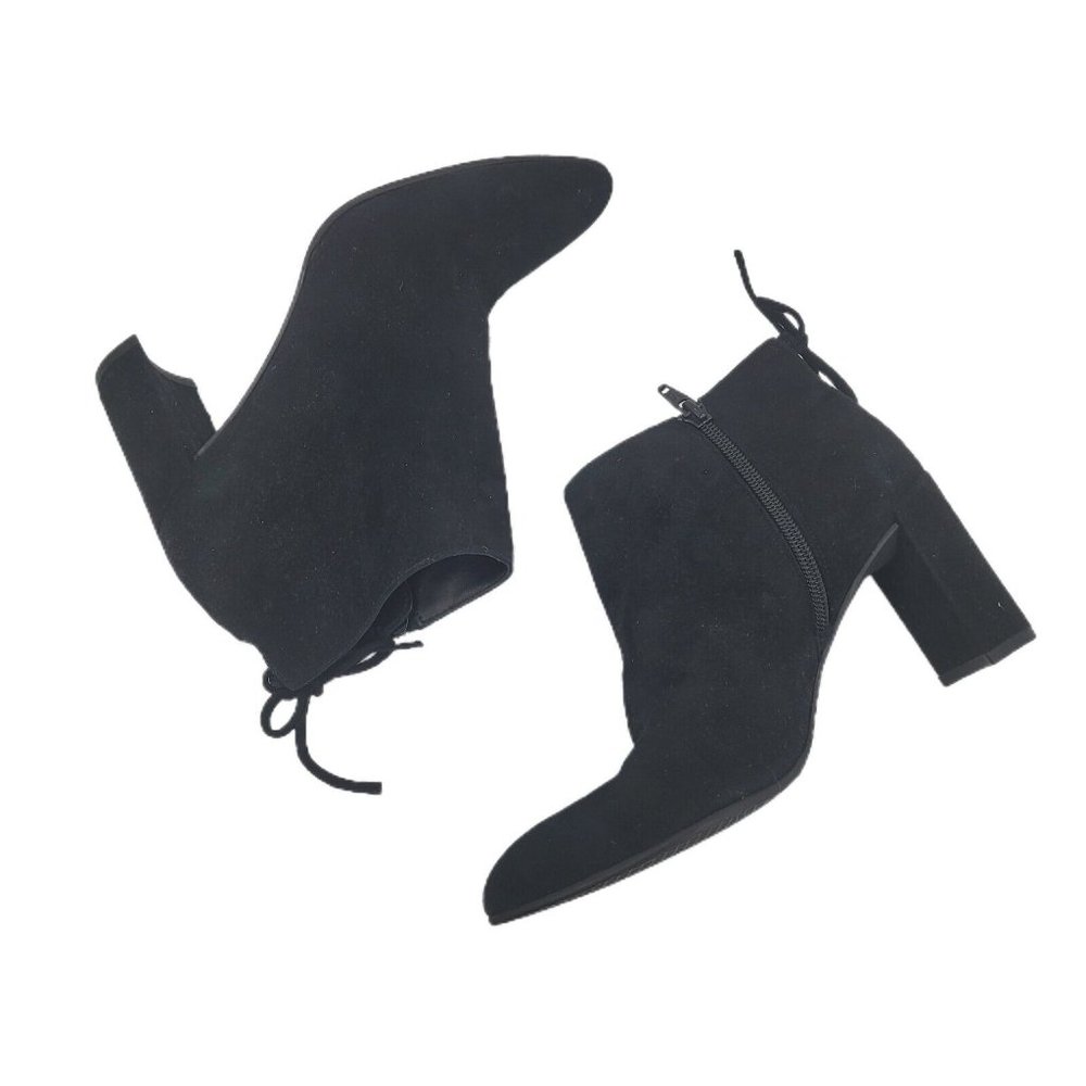 Stuart Weitzman " Lofty " Black Suede Side Zip Back Tie Ankle Bootie NWOB S 6 - Picture 2 of 12
